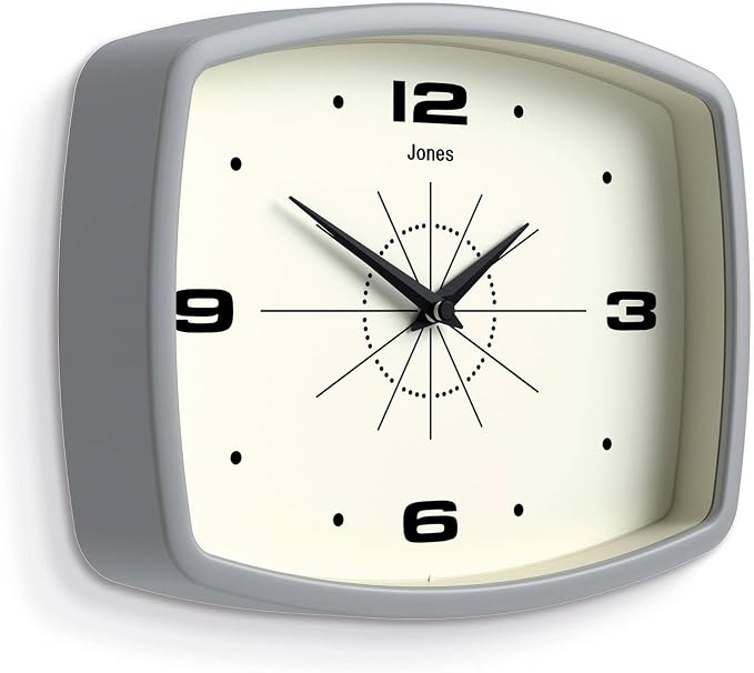 JONES CLOCKS® Movie wall Clock | Retro Rectangular Clock | 10 inch | Gray | - Image 2