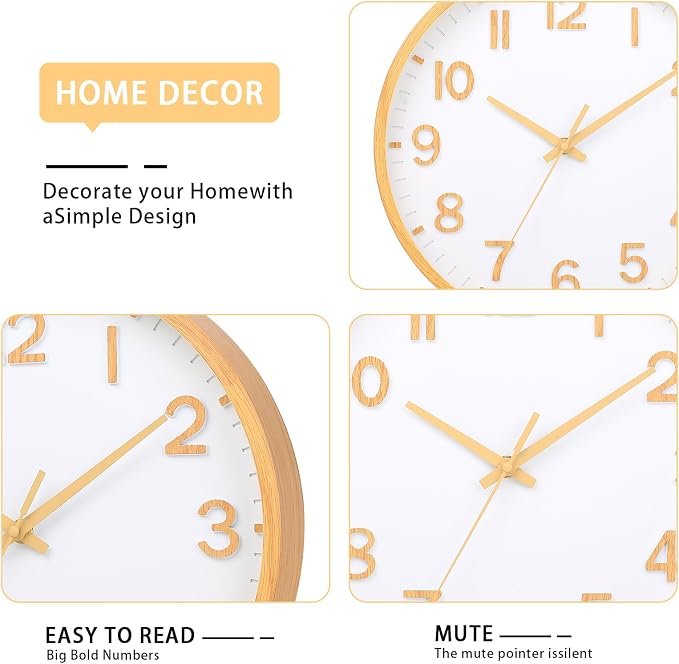 Wall Clocks Battery Operated 10 inch Modern Wall Clock, Silent Non Ticking Wall - Image 3