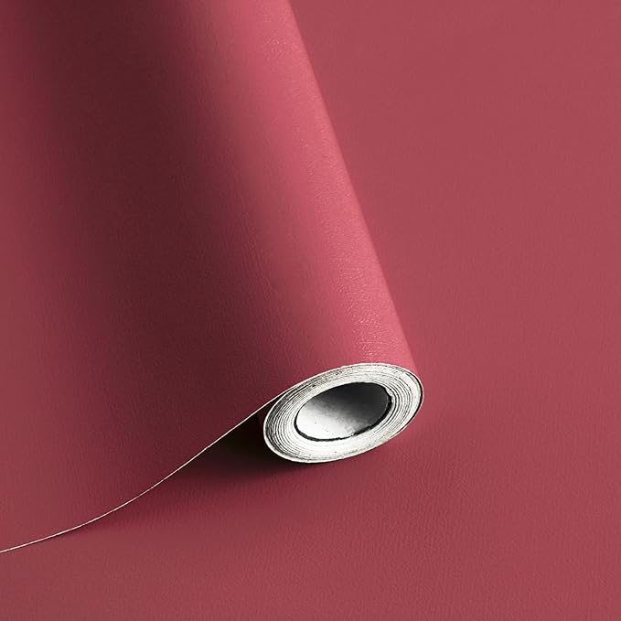 Safiyya 393"x17.7" Red Peel and Stick Wallpaper Rose Red Contact Paper Solid by SAFIYYA