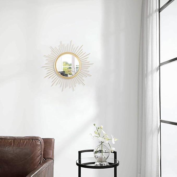 Gold Mirrors for Wall Sunburst Decor Art Mirror Bohemian Home Round Modern - Image 4