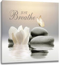 EOBTAIN Zen Flower Canvas Wall Art Bathroom Butterfly and Water Lily Stone by EOBTAIN