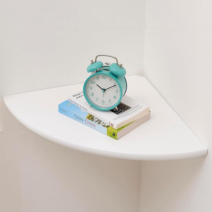 Corner Shelf, Solid Oak Wood Floating Corner Shelf Wall Mount Round End by Coamily