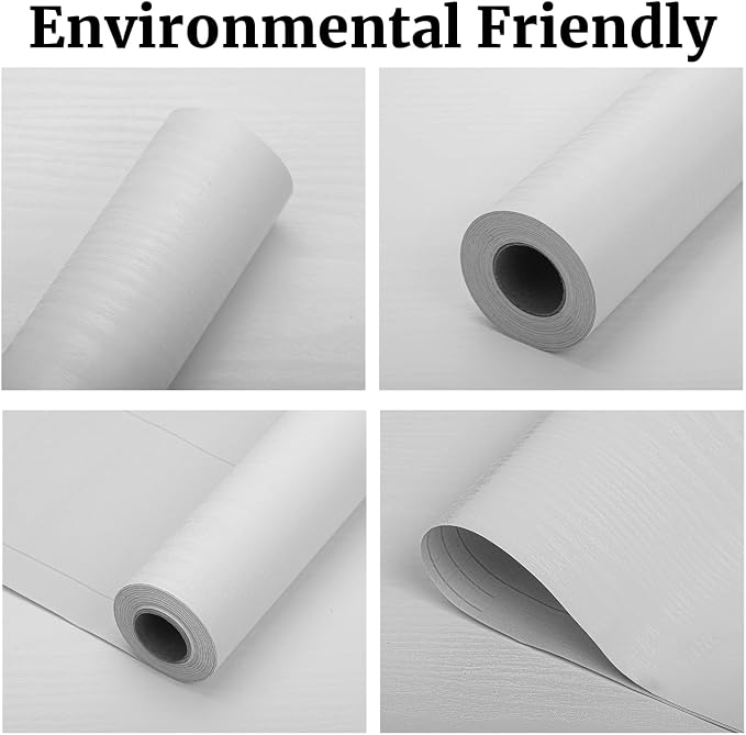White Wood Wallpaper PVC, 17.5x787.4 Inch Self-Adhesive Wallpaper, Waterproof - Image 2