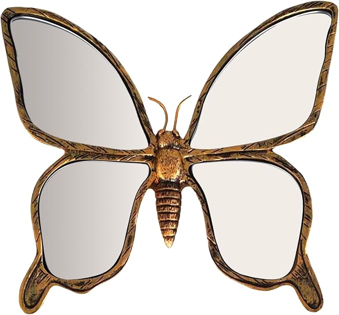 Dragonfly Wall Mirror Decor, Butterfly Art Wall Mirrors, Retro Gold Resin by Unknown