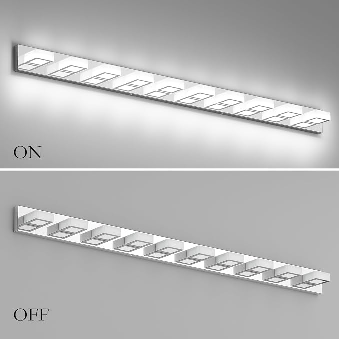 Ralbay 66inch Chrome Bathroom Vanity Lights Stainless Steel Acrylic LED Modern - Image 5