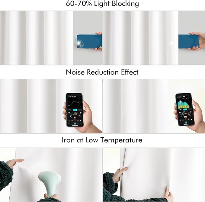 MIULEE Pure White Back Tab Light Blocking Curtains 63 Inch Length 2 Panels Set - Image 5