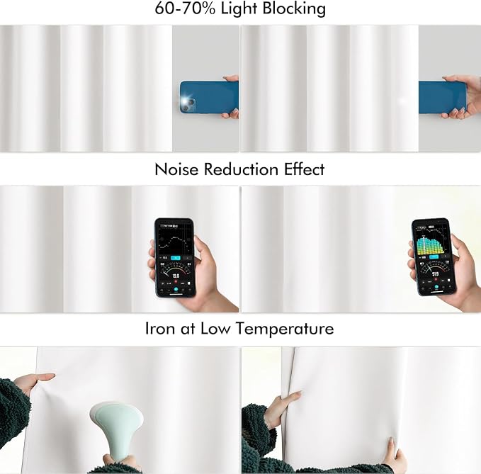 MIULEE Pure White Back Tab Light Blocking Curtains 72 Inch Length 2 Panels Set - Image 5