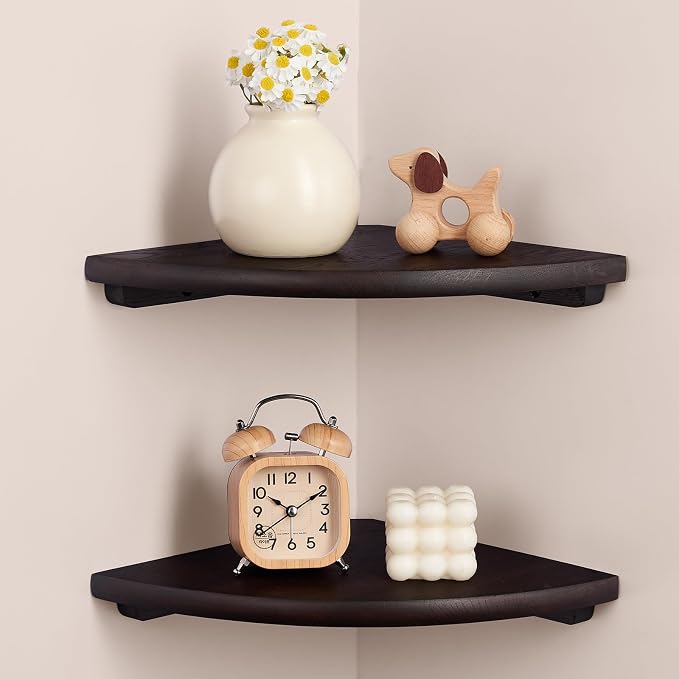 Gieanoo Corner Wall Shelf, 7inch Solid Oak Wood Floating Corner Shelf by GIEANOO