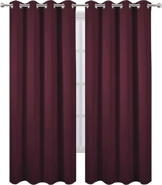 LEMOMO Burgundy Red Thermal Blackout Curtains/52 x 108 Inch/Set of 2 Panels - Image 2