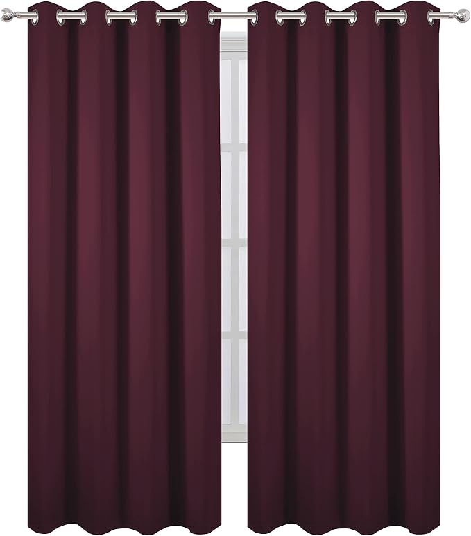 LEMOMO Blackout Curtains 66 x 95 inch/Burgundy Red Curtains Set of 2 - Image 2
