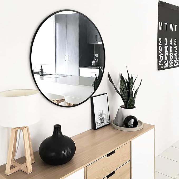 Fabuday Black Circle Mirror for Wall 20 inch - Image 4