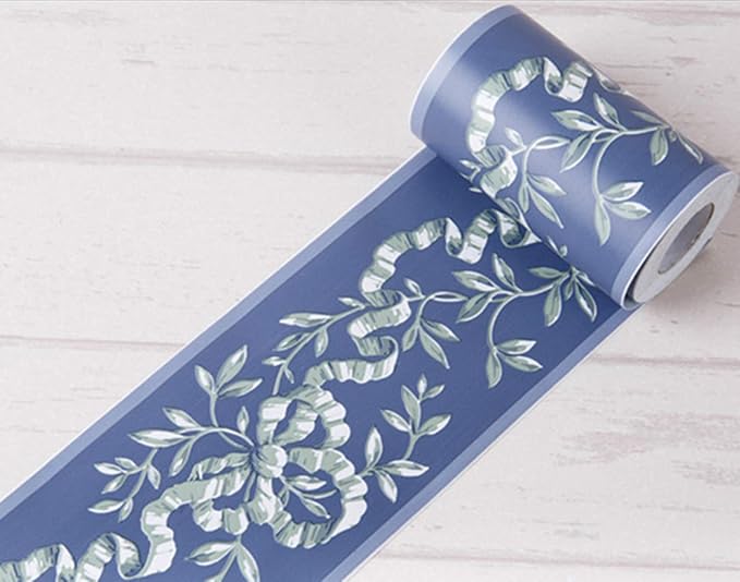 UPREDO Royal Blue Floral Wall Border Peel and Stick Ceiling Border Wallpaper - Image 2