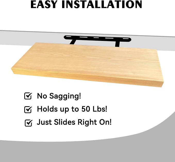 BGMG Wood Floating Shelves 16 inch, Wide Rustic Wooden Wall Shelves - Image 5