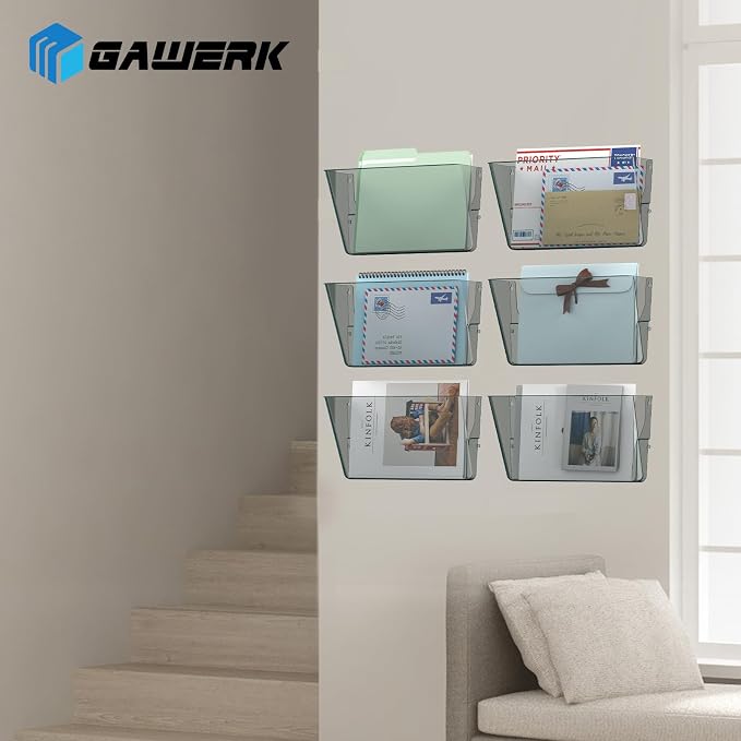 Gawerk Clear Acrylic Single Pocket, Plastic Hanging Wall Mount File Holder - Image 6