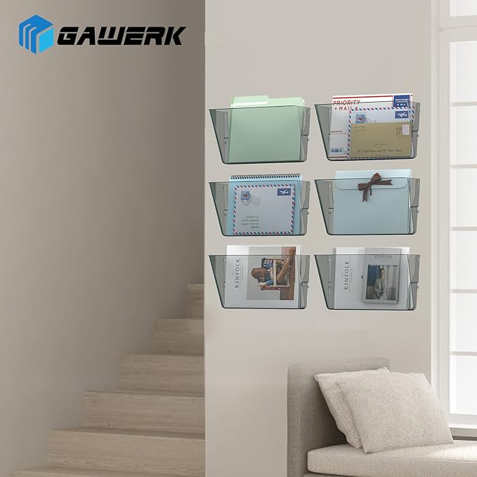 Gawerk Clear Acrylic Single Pocket, Plastic Hanging Wall Mount File Holder - Image 6