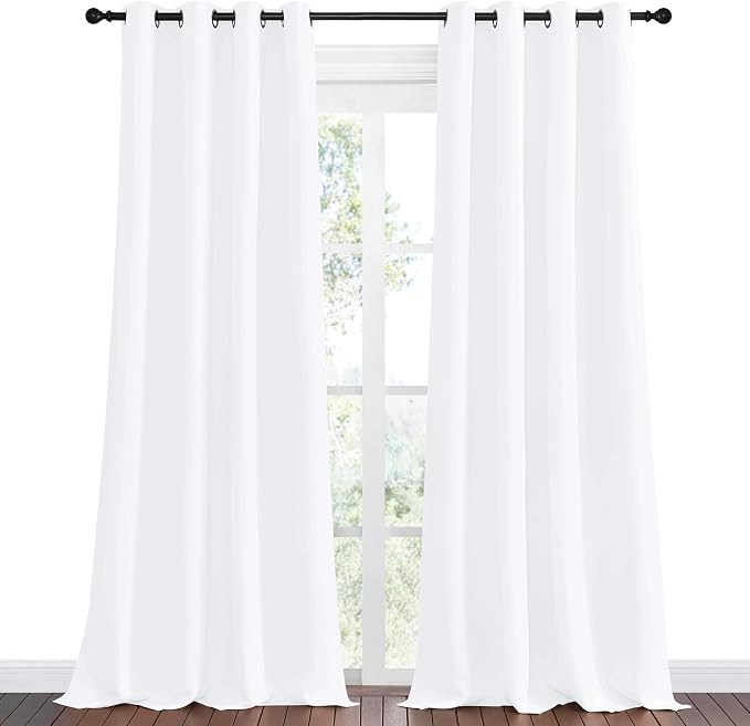 NICETOWN Blackout Curtains for Kids Room, Pure White, 55 x 102 Inch, Triple - Image 2