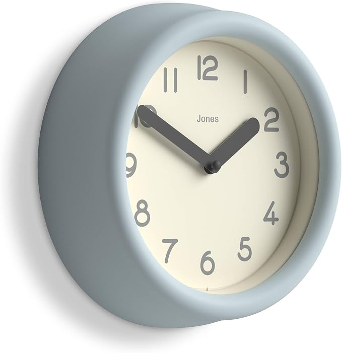JONES CLOCKS® Fuze wall Clock | Small Round Clock | Pale Blue | Playful Modern by JONESCLOCKS