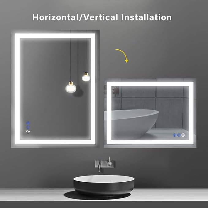 32x24 inch Wall Mounted LED Bathroom Mirror - Image 5