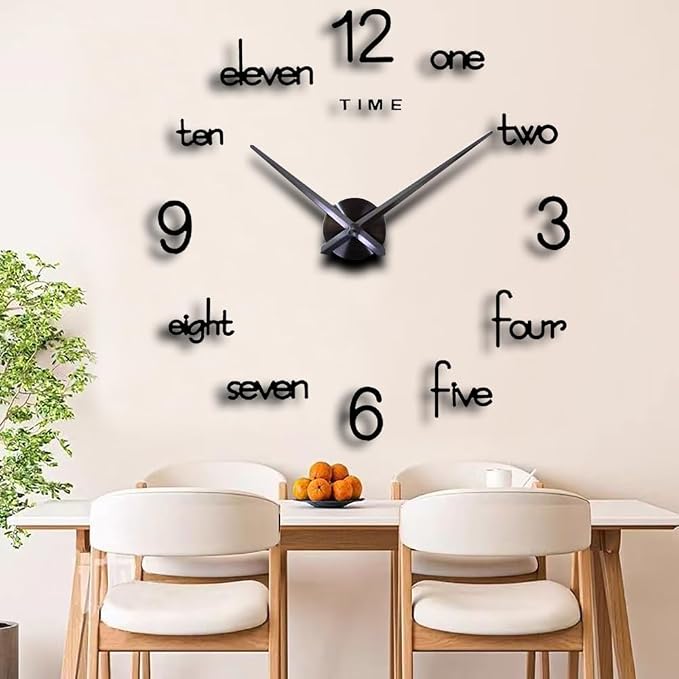 DIY 3D Wall Clock Large Frameless Watch Mirror Surface Wall Art Clock - Image 2