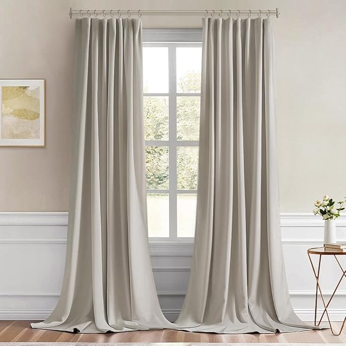 MIULEE Natural Back Tab Blackout Curtain 96 Inch Long 2 Panels Set - Image 9