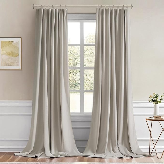 MIULEE Natural Back Tab Blackout Curtains 102 Inch Long 2 Panels Set - Image 9