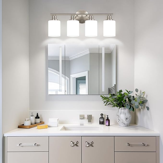 Zarbitta 4-Light Bathroom Light Fixtures, Brushed Nickel Modern Vanity Lights - Image 6