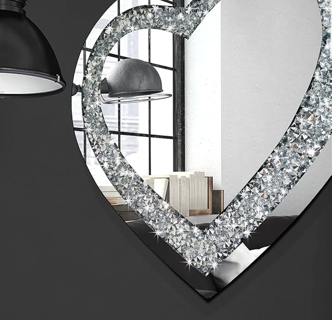 DMDFIRST Crystal Crush Diamond Heart Shaped Silver Mirror - Image 5