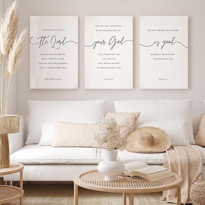 GUBIYU Christian Canvas Wall Art Set of 3, The Lord Your God is Good Wall Art - Image 2