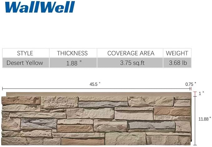 Faux Stone Wall Panels 2-Pack PU Stone Veneer Siding, Mortarless 46.25x12.88 - Image 6