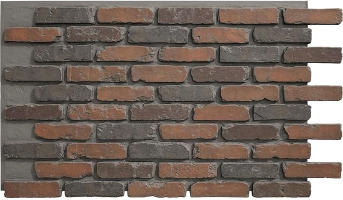 EverStone Aged Brick Faux Brick Panel, 46 7/8"W x 27"H x 1 1/4"D, Clay Creek by EkenaMillwork