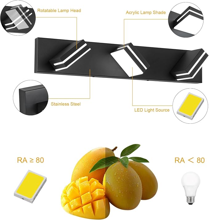 SineRise LED Modern Bathroom Vanity Light Fixtures, Modern Acrylic Bathroom - Image 2