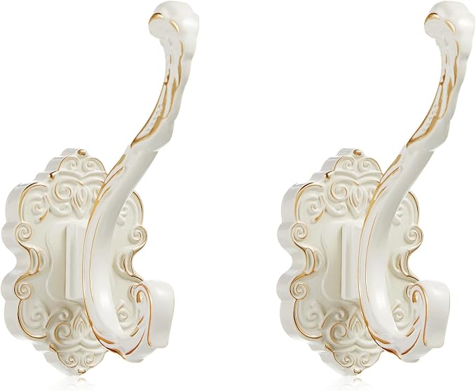 Zonon 2 Pcs White Wall Hooks Set Vintage Coat & Towel Hooks by Zonon