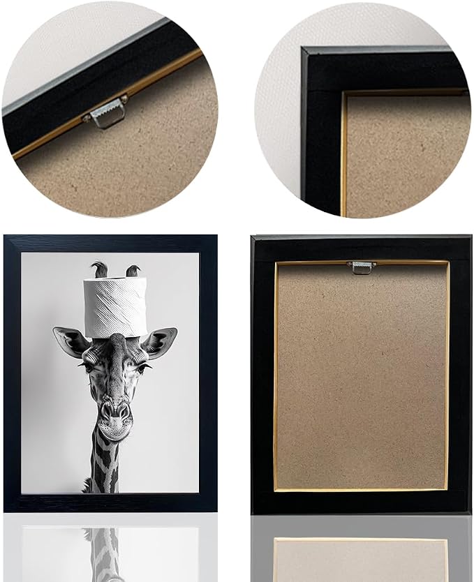 Framed Funny Bathroom Wall Art Giraffe - Image 4