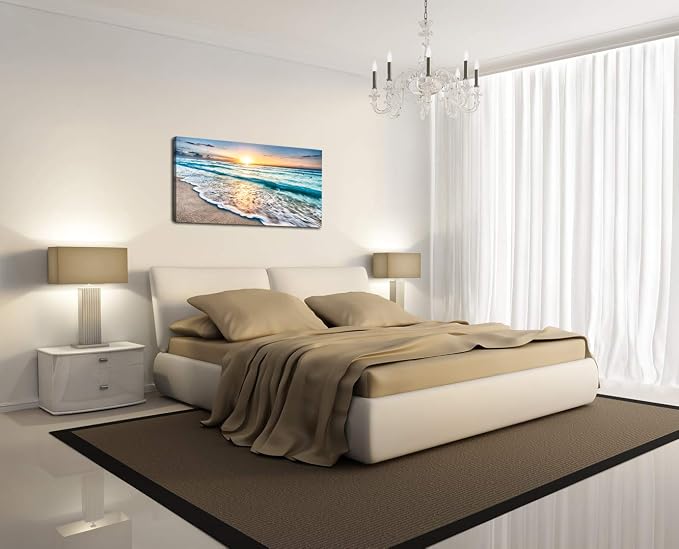 Baisuart S02250 Canvas Prints Wall Art Beach Sunset Ocean Waves Nature Pictures - Image 4