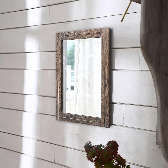 AAZZKANG Mirror with Wood Framed Rectangle Rustic Wall Mirrors Decor - Image 4