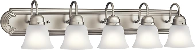 Kichler 36" 5-Light Vanity Bath Light in Brushed Nickel, Modern Bathroom Light by Kichler