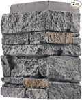 Cedar Gray Faux Stone Outside Corner Panels 23.6" Combined Interlocking Height by Wallwell