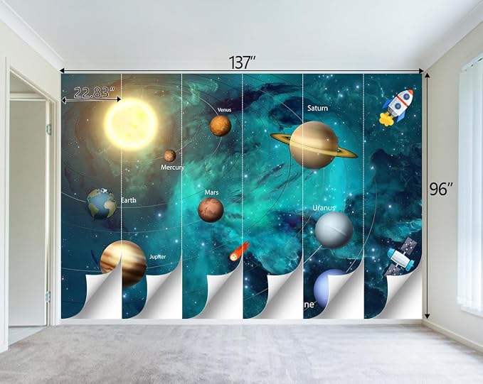 Kids Universe Planet Galaxy Wallpaper Solar System Starry bight Sky Ceiling - Image 4