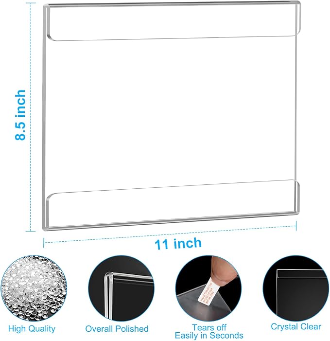 EHWINE 10 Pack 8.5 x 11 Wall Mount Acrylic Sign Holder, Horizontal Wall Signs - Image 3