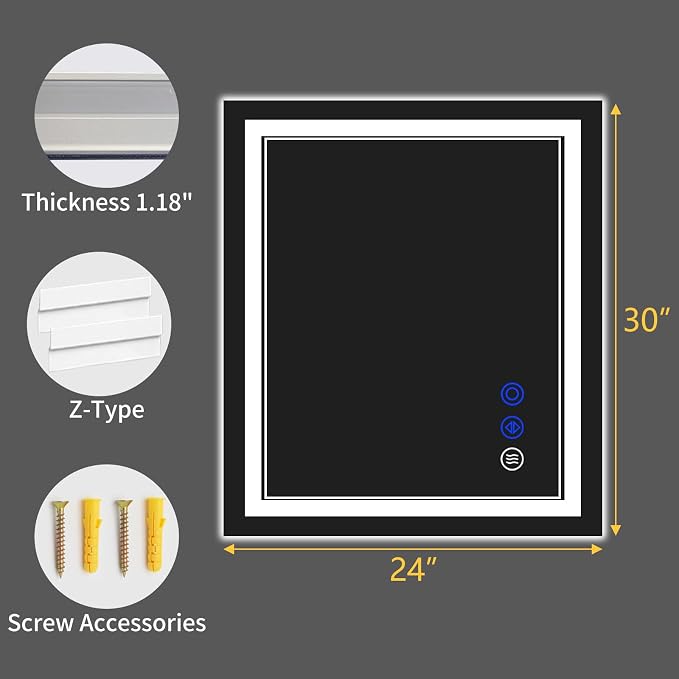 30"x24" LED Bathroom Mirror - Image 9