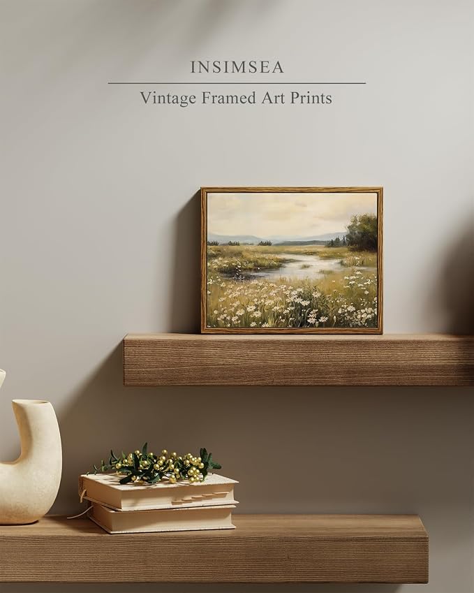 InSimSea Framed Canvas Wall Art, Vintage Floral Wildflower Field Prints Wall - Image 2
