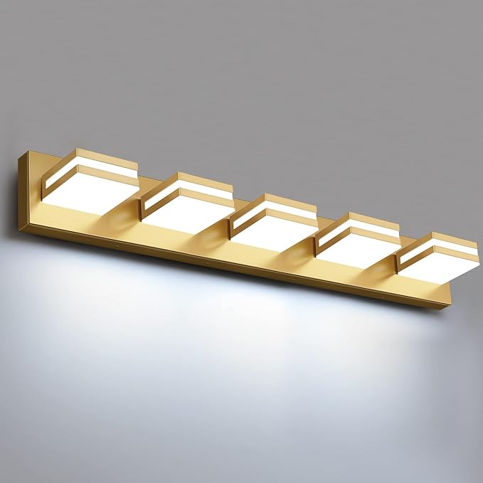 IZORRO LED Modern Bathroom Lights Fixtures, Brushed Glod Acrylic Wall Lighting by IZORRO