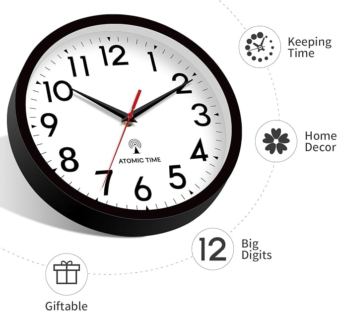 DAXSMY Atomic Wall Clock Analog 12 Inch Battery Operated Modern Decorative - Image 5
