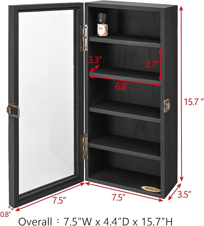 Ikee Design Wall Mounted Wooden Collectible Display Case 5 Shelf Display - Image 2