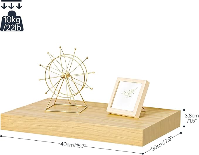 HOOBRO Floating Shelves for Wall, Wall Mounted Shelf Set of 2, 15.7" Hanging - Image 3