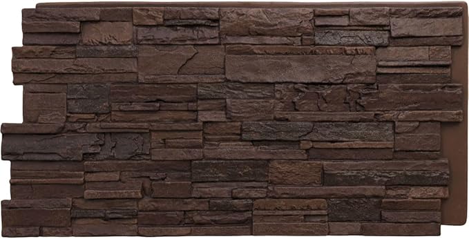 EverStone Cascade Faux Stone Panel, 48 5/8"W x 24 3/4"H x 1 1/4"D, Deep Creek by EkenaMillwork