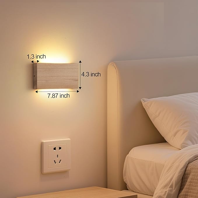 Wood Wall Sconce Indoor Wall Lights Hardwired 1 Pack Up and Down Wall Mount - Image 2