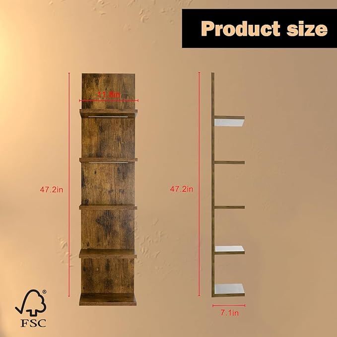 Homaterial 5 Tier Wall Shelf Unit, Modern Vertical Lack Wall Shelves - Image 2