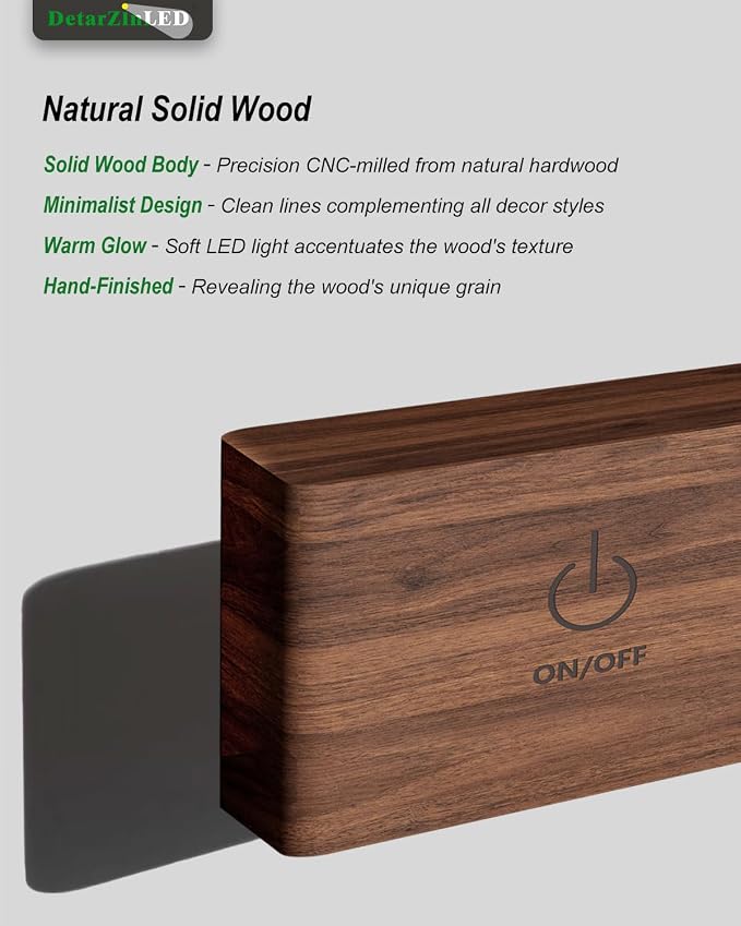 DetarZinLED Wooden Wall Lights Battery Operated - Image 2