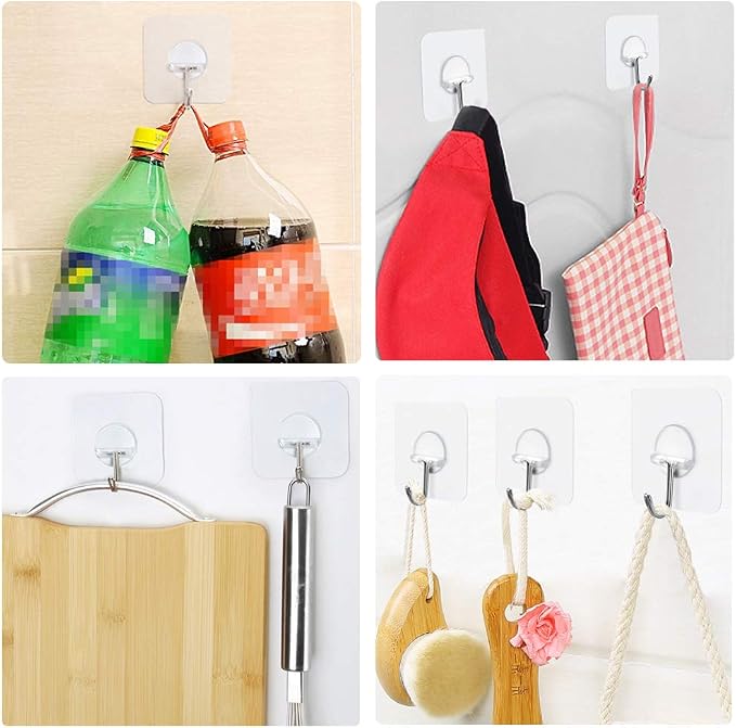 FOTYRIG Clear Adhesive Hooks 180° Rotatable Transparent Sticky Hooks, Heavy - Image 7